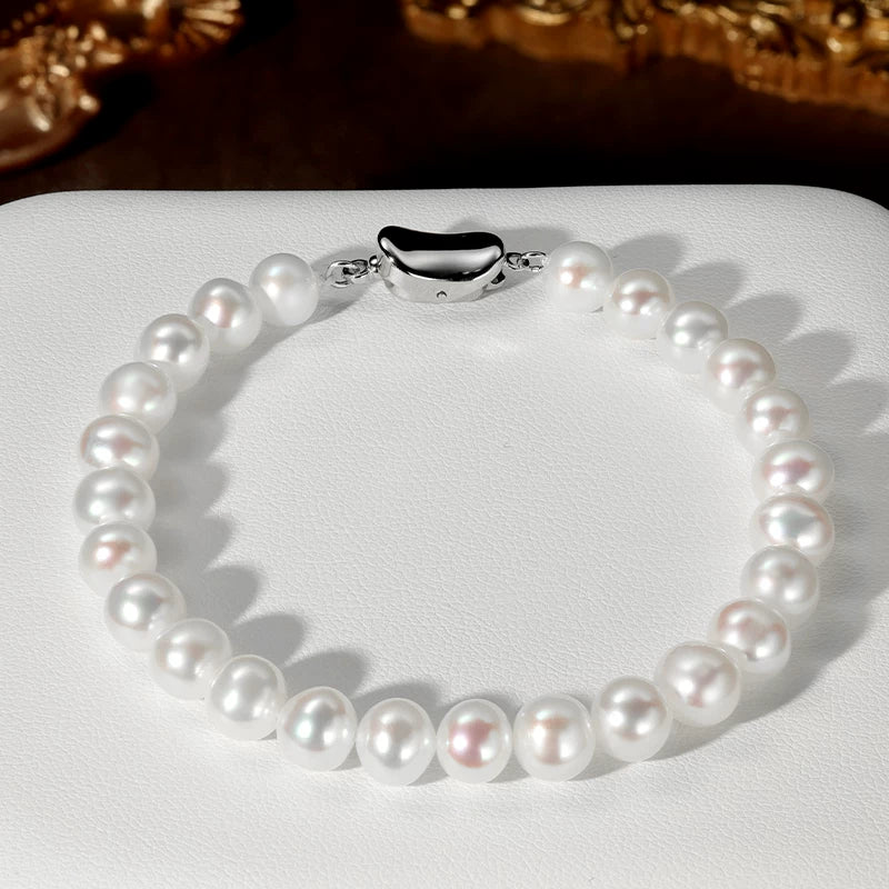 Natural Freshwater Pearl Bracelet S925 Silver Beaded Bracelet for Women Versatile Beaded Jewelry High-End Gift for Mom