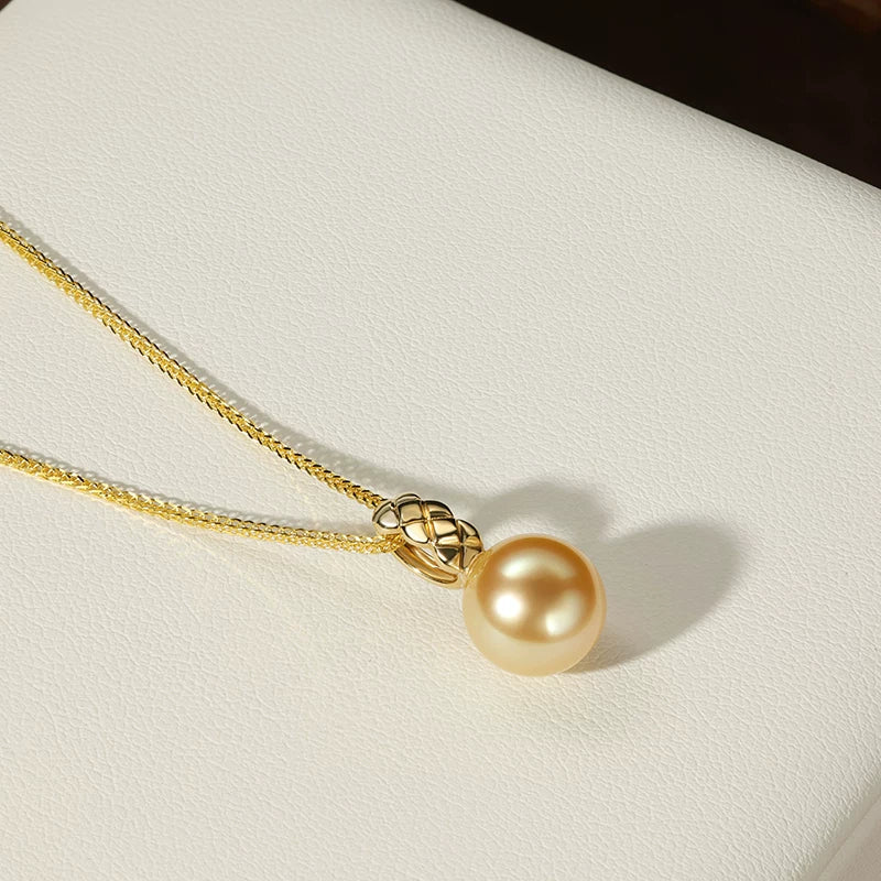 South Sea Gold Pearl Pendant 18K Gold Natural Seawater Pearl Necklace Choker Lightweight Luxury Jewelry High-End Feel
