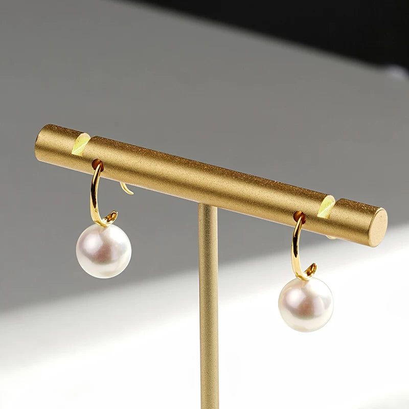 Akoya Seawater Pearl Drop Earrings, 18K Gold, High Luster Natural Pearls, Fine Jewelry Earrings