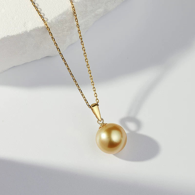 南洋金珠墜飾項鍊 18K金 濃金天然海水珍珠鎖骨鍊墜飾 高級飾品