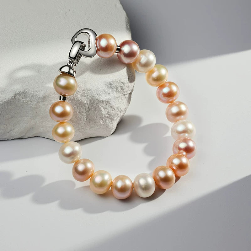 Candy Color Natural Pearl Bracelet S925 Silver Freshwater Pearl Hand Jewelry Hand Rope Girlfriend Gift