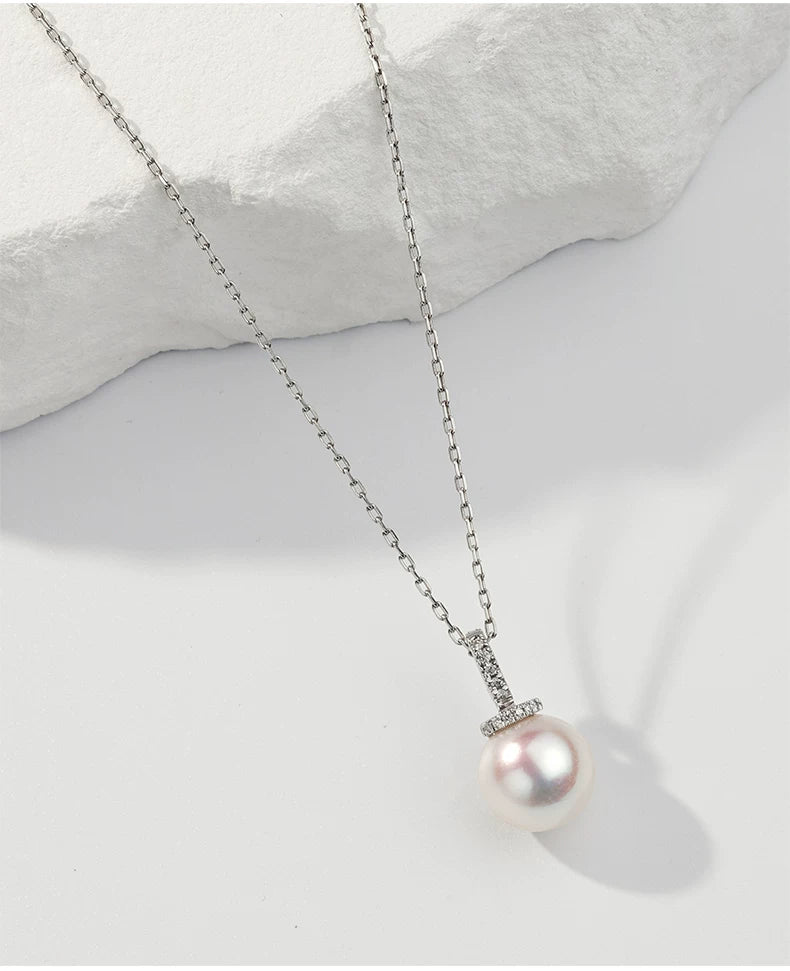 Akoya Pearl Pendant 18K Gold Versatile Clasp Necklace Women's Saltwater Pearl Clavicle Chain Elegant Jewelry Gift