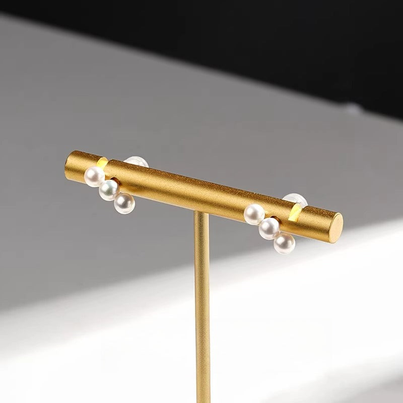 Natural Pearl Stud Earrings 18K Gold Needle Earrings Freshwater Pearl Earrings Versatile Jewelry Gift for Girlfriend