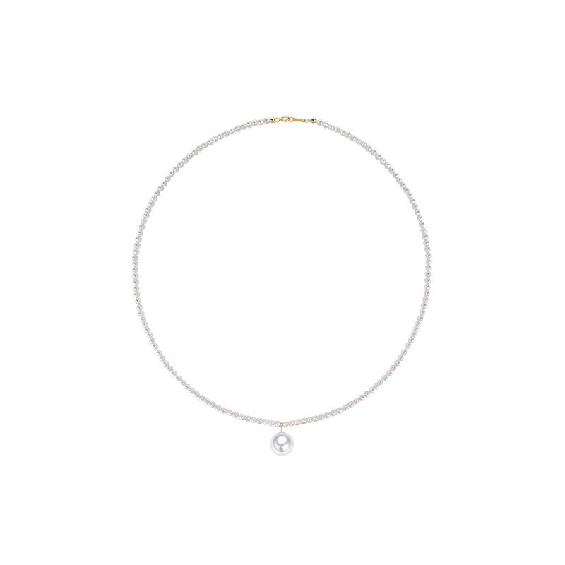Edison Pearl Necklace, 18K Gold Tiny Bead Necklace, Single Freshwater Pearl Clavicle Necklace, Jewelry for Women