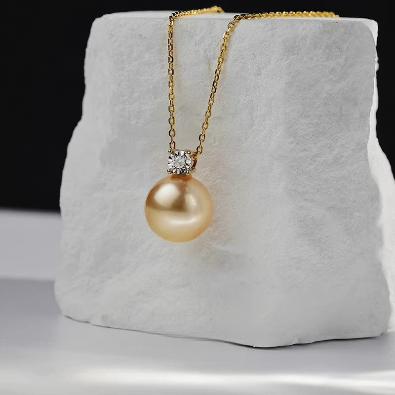 South Sea Pearl Necklace, Princess Pendant, 18K Gold, Golden Ocean Pearl, Princess Diana Necklace, High Jewelry Pendant
