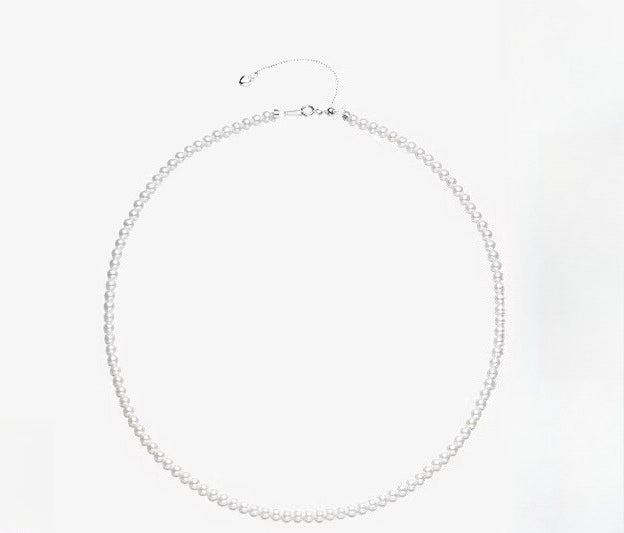 Small Pearl Necklace S925 Silver Natural Freshwater Pearl Choker Simple Versatile Gift for Girlfriend