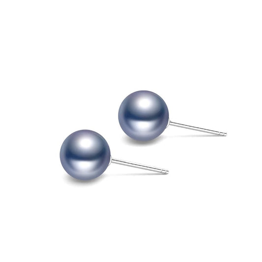 Platinum grey pearl earrings, 18K gold Hepburn earrings, elegant and high-end earrings