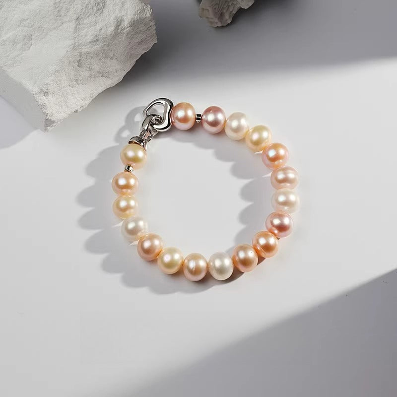 Candy Color Natural Pearl Bracelet S925 Silver Freshwater Pearl Hand Jewelry Hand Rope Girlfriend Gift