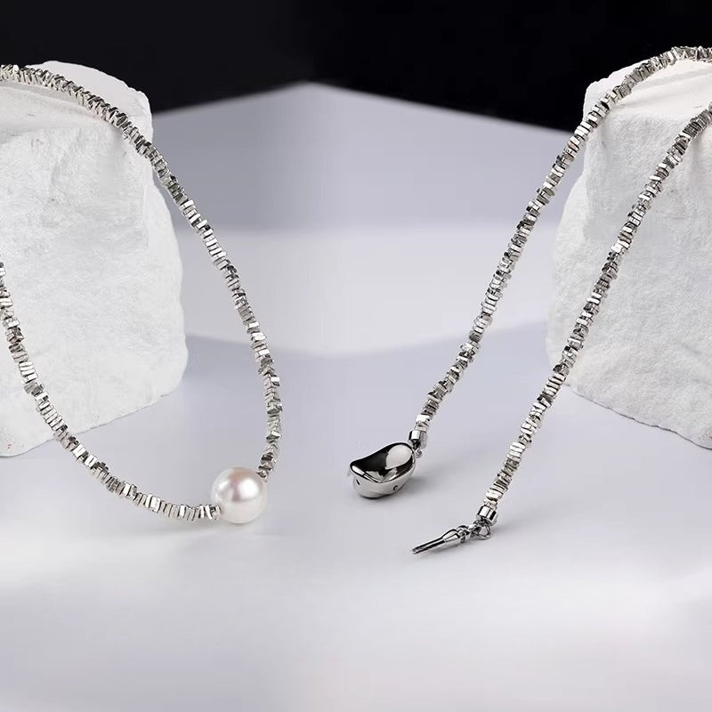 Akoya Pearl Necklace S925 Sterling Silver Clavicle Chain, High-End Jewelry for Women