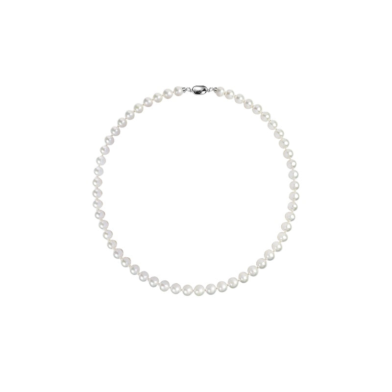 Freshwater Pearl Necklace for Moms, Nearly Round, High Luster Pearl Strand, Autumn/Winter Clavicle Necklace, Girlfriend Gift, New Year's Gift