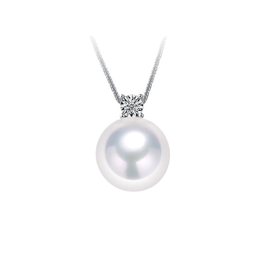 Edison freshwater pearl pendant, Princess Diana 18K gold necklace, perfectly round, high-luster pearl necklace, jewelry gift.