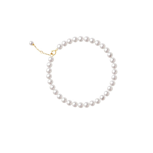 Pearl bracelet with small beads, 18K gold, nearly round natural freshwater pearls, bracelet for women, high-end gift.