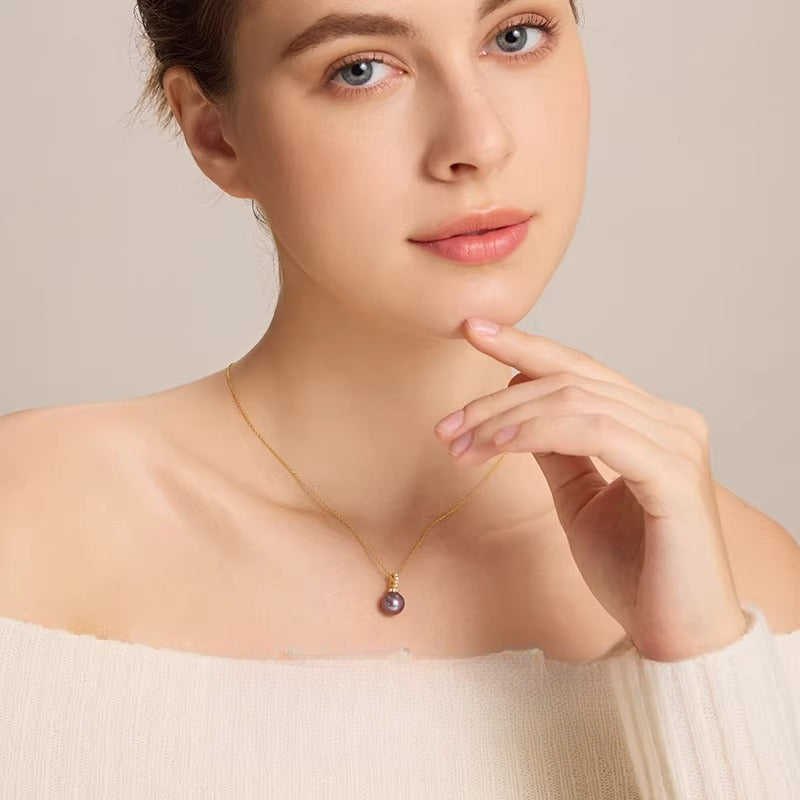 Purple Edison Pearl Pendant S925 Silver Versatile Clasp Freshwater Pearl Necklace Elegant Gift
