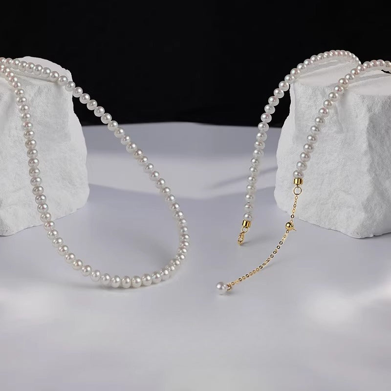 Aurora Millet Bead Pearl Necklace 18K Gold Freshwater Pearl Clavicle Necklace High-End Jewelry Elegant Neck Ornament for Women