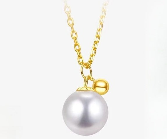 Small Golden Pearl Freshwater Pearl Pendant 18K Gold Natural Pearl Necklace Clavicle Chain Versatile Jewelry Girlfriend Gift