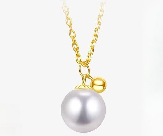 Small Golden Pearl Freshwater Pearl Pendant 18K Gold Natural Pearl Necklace Clavicle Chain Versatile Jewelry Girlfriend Gift
