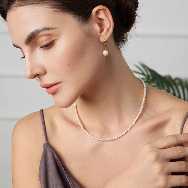 Aurora Millet Bead Necklace 18K Gold Clavicle Chain Versatile Freshwater Pearl Necklace High-End Jewelry Gift