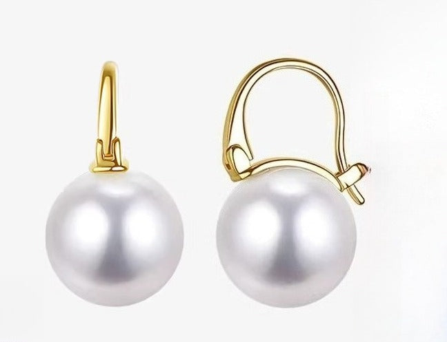 Edison Pearl Earrings 18K Gold Hoops Round Freshwater Pearl Earrings High-End Jewelry Gift