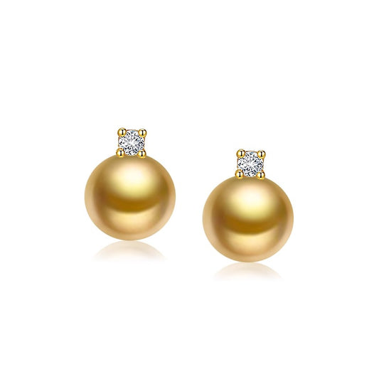 South Sea gold pearl earrings 18K gold Princess Diana diamond earrings temperament earrings