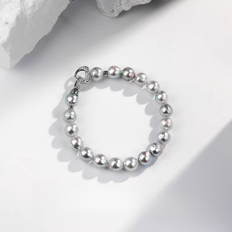 Akoya Pearl "Madama" Bracelet - Slightly Imperfect Saltwater Pearl Strand - Elegant Women's Bangle