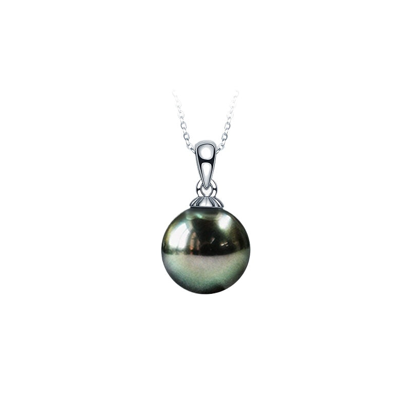Tahitian Black Pearl Pendant S925 Silver Necklace Saltwater Pearl Clavicle Chain Choker Jewelry Gift for Girlfriend