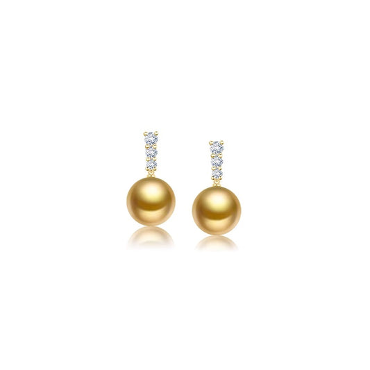 Pearl earrings 18K gold diamond earrings temperament light luxury high-end earrings