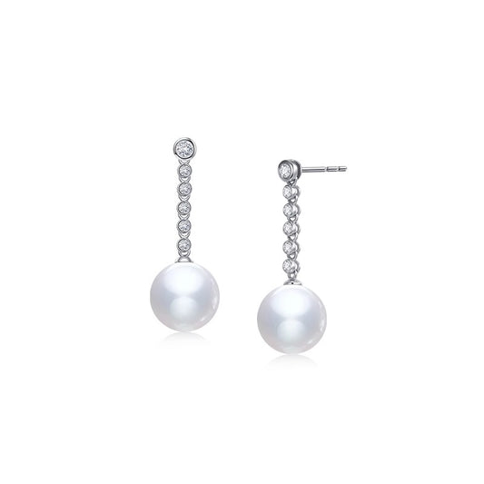 Pearl earrings long earrings earrings for women 18K gold diamond earrings temperament earrings