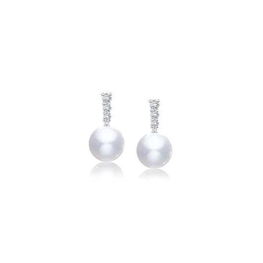 Australian white pearl earrings 18K gold diamond earrings temperament earrings for women high-end fashion light luxury