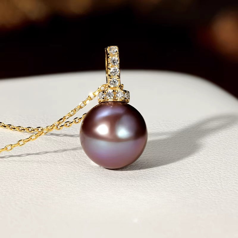 Purple Edison Pearl Pendant S925 Silver Versatile Clasp Freshwater Pearl Necklace Elegant Gift