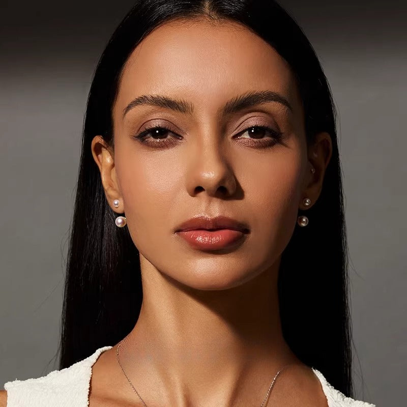 Natural Pearl Earrings S925 Silver Two-Way Style Freshwater Pearl Drop Earrings High-End Jewelry Gift for Girlfriend