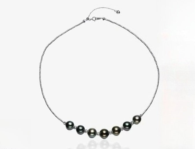 Tahitian Black Pearl Necklace S925 Silver Choker Saltwater Pearl Light Luxury Clavicle Necklace Elegant Jewelry