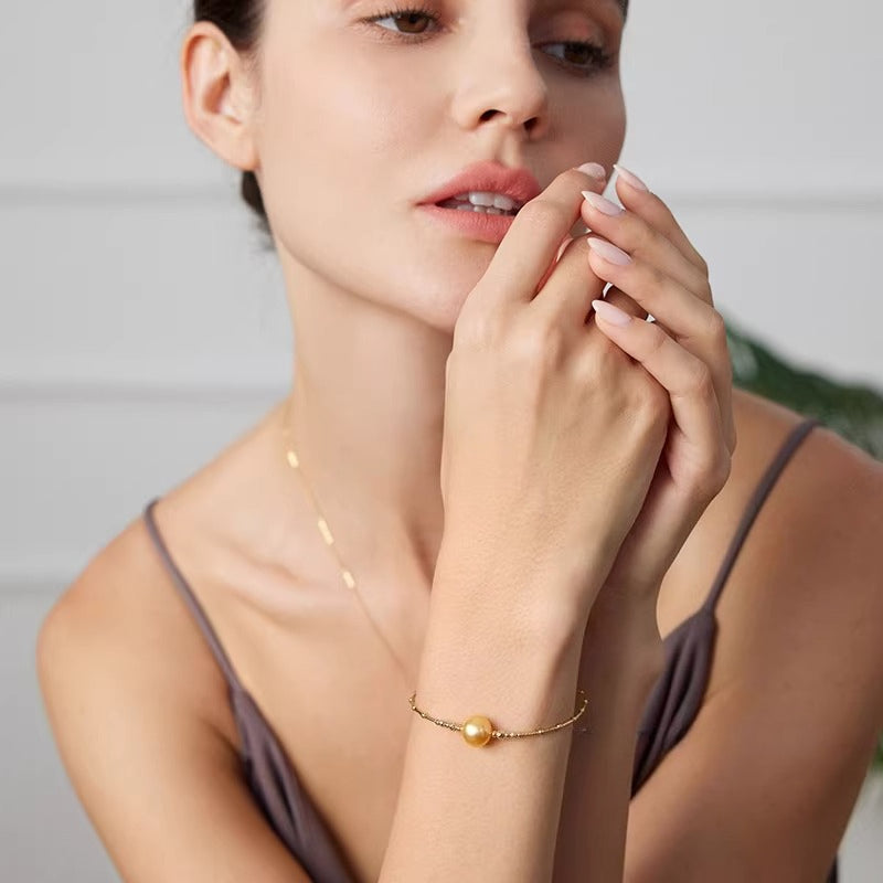 18K gold South Sea pearl bracelet, high-quality jewelry, a premium gift for your girlfriend.