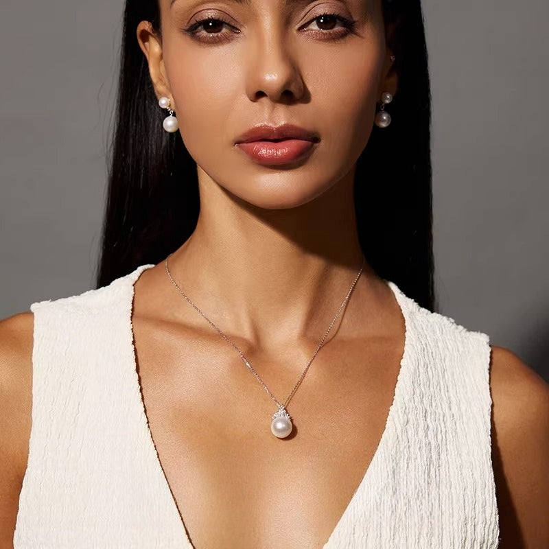 Edison Pearl Pendant Ice Queen Necklace S925 Silver Freshwater Pearl Choker Elegant Jewelry Gift for Girlfriend
