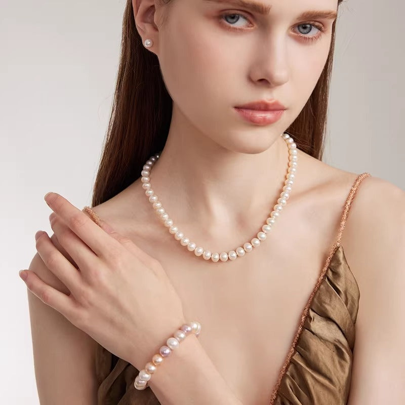 Candy Color Natural Pearl Bracelet S925 Silver Freshwater Pearl Hand Jewelry Hand Rope Girlfriend Gift