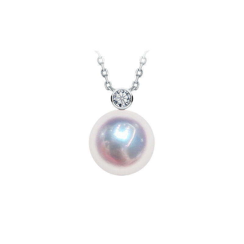 Akoya Pearl Pendant 18K Gold Necklace Diamond Seawater Pearl Choker Fashion Clavicle Pendant Jewelry Gift