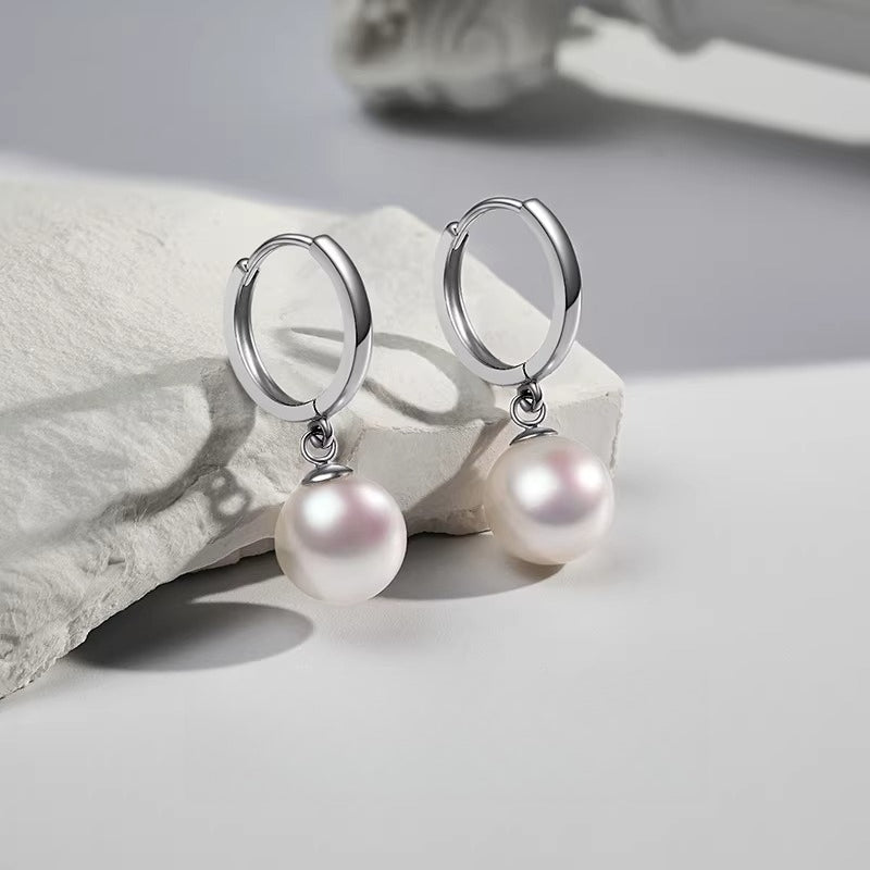 Akoya Pearl Earrings 18K Gold Perfectly Round Stud Earrings Saltwater Pearl Jewelry Fashion Drop Earrings Hoop Earrings High-End Jewelry