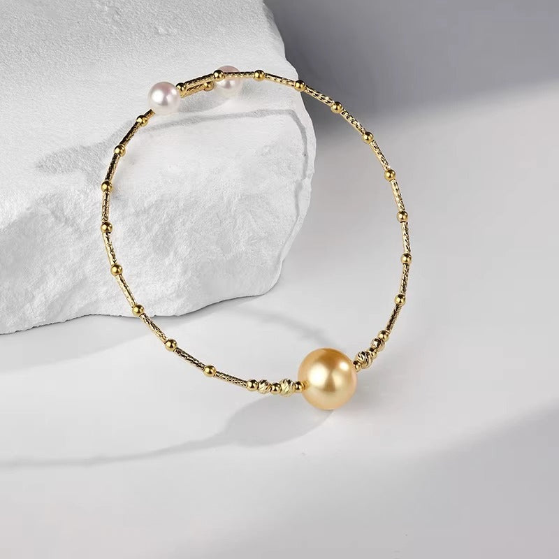18K gold South Sea pearl bracelet, high-quality jewelry, a premium gift for your girlfriend.