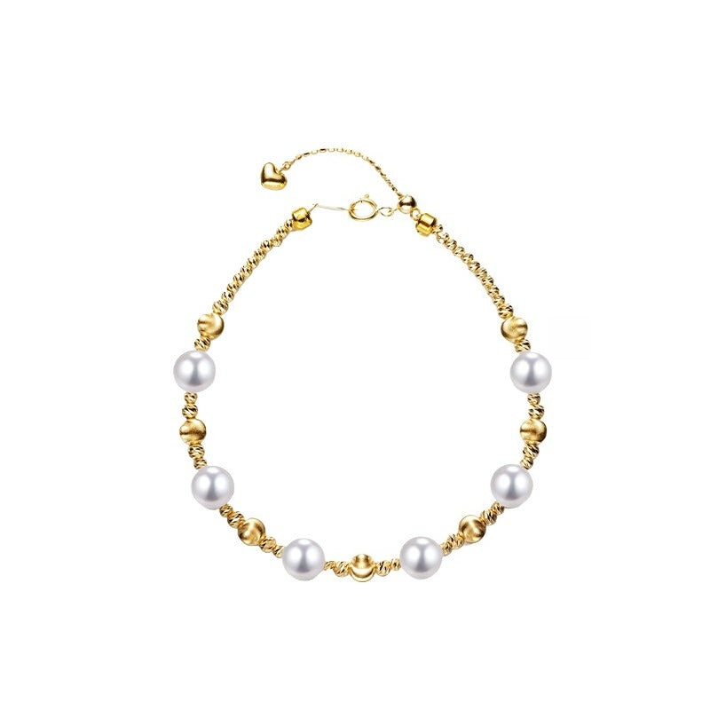 Akoya Pearl Cat's Eye Bead Bracelet 18K Gold Jewelry Light Luxury Saltwater Pearl Bracelet Exquisite High-End Gift