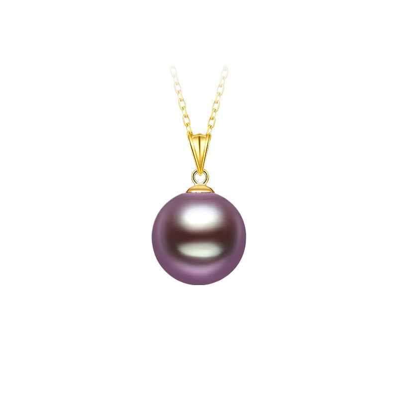 Edison Freshwater Pearl Pendant 18K Gold Necklace Perfectly Round Natural Pearl Clavicle Chain Choker Jewelry Gift for Mom