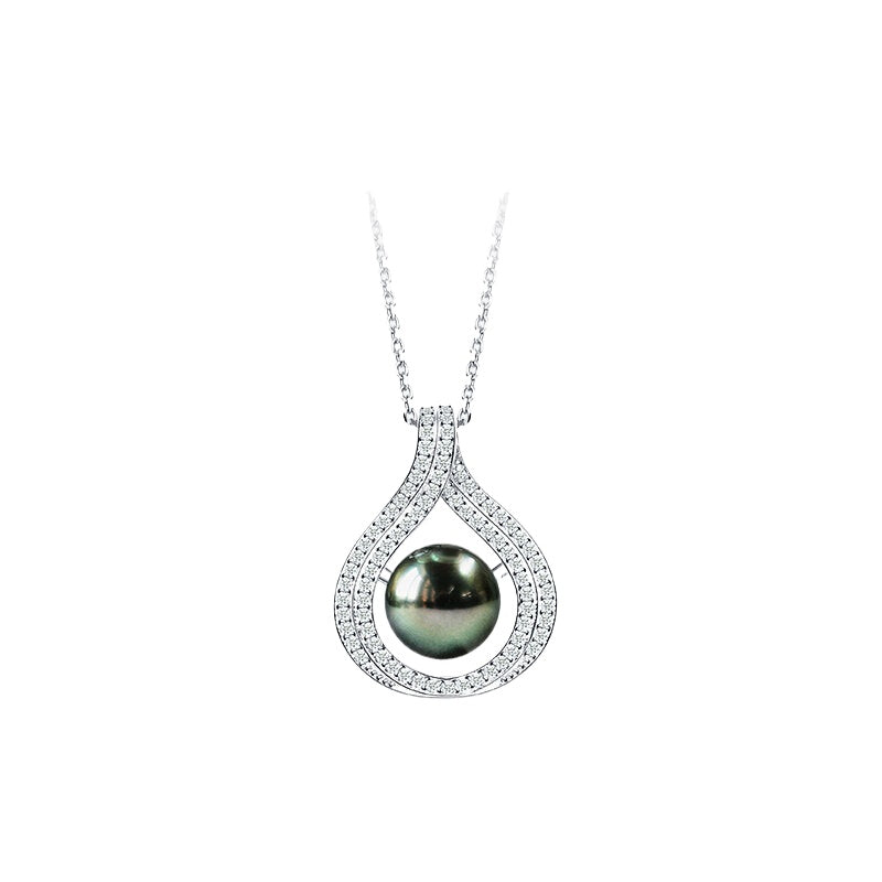 Tahitian Black Pearl Pendant, Teardrop Necklace, S925 Silver, Seawater Pearl, Clavicle Necklace, Elegant Jewelry for Women