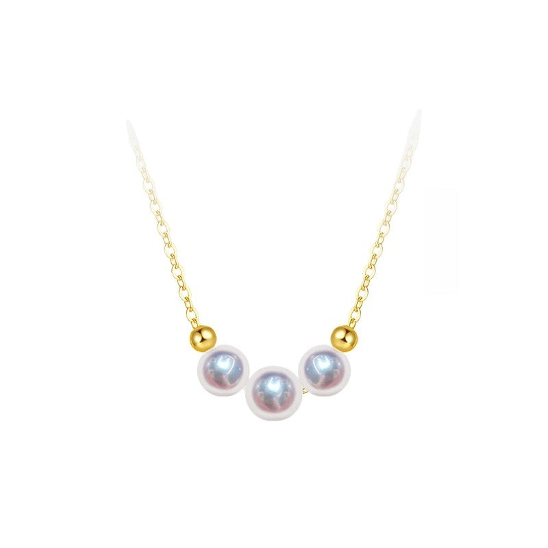 Akoya Pearl Necklace Smile Chain 18K Gold Saltwater Pearl Clavicle Necklace High-End Jewelry Gift