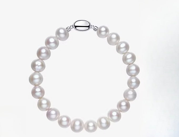 Natural Freshwater Pearl Bracelet S925 Silver Beaded Bracelet for Women Versatile Beaded Jewelry High-End Gift for Mom