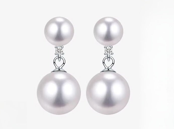 Natural Pearl Stud Earrings S925 Silver Two-Way Wear Freshwater Pearl Earrings High-End Temperament Jewelry for Women