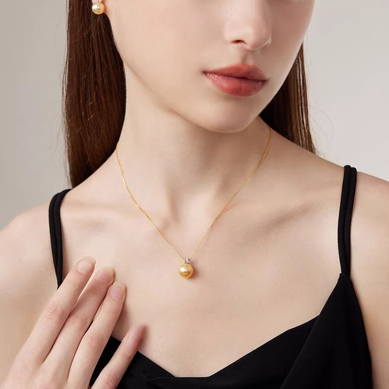 South Sea Pearl Necklace, Princess Pendant, 18K Gold, Golden Ocean Pearl, Princess Diana Necklace, High Jewelry Pendant