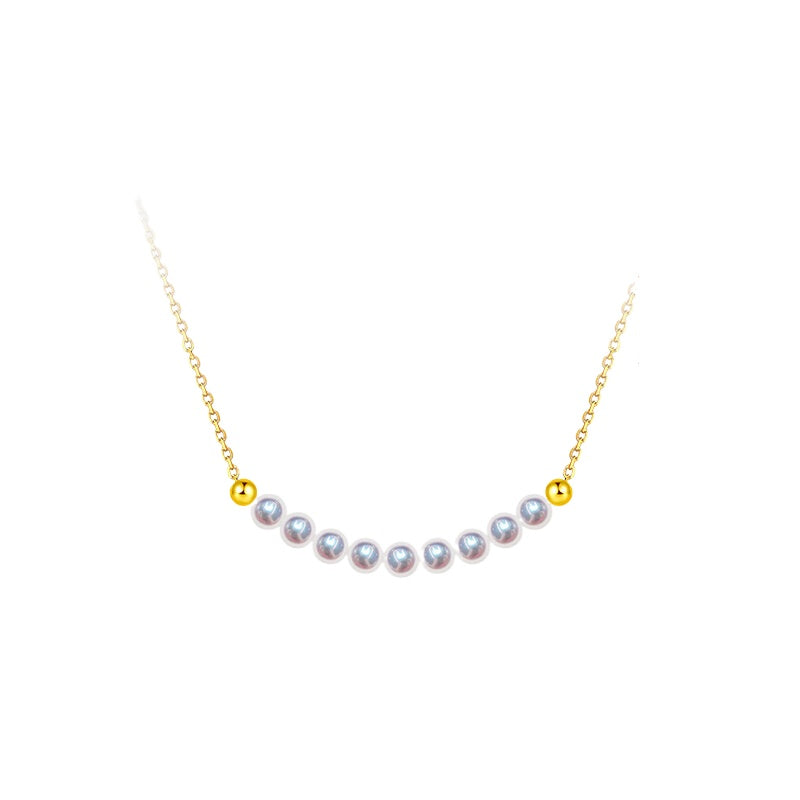 Akoya Pearl Necklace 18K Gold Fashion Choker Saltwater Pearl Pendant High-End Clavicle Chain Gift for Girlfriend