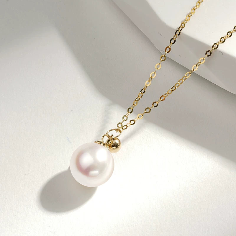 Small Golden Pearl Freshwater Pearl Pendant 18K Gold Natural Pearl Necklace Clavicle Chain Versatile Jewelry Girlfriend Gift