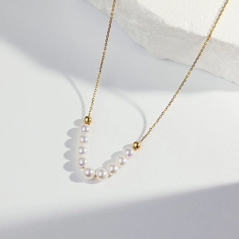 Akoya Pearl Necklace 18K Gold Fashion Choker Saltwater Pearl Pendant High-End Clavicle Chain Gift for Girlfriend