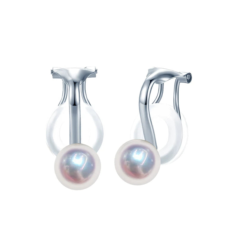 Akoya Pearl Clip-on Earrings, 18K Gold Stud Earrings, Non-Pierced Earrings, Saltwater Pearl Earrings, Elegant Jewelry Gift