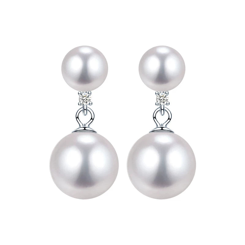 Natural Pearl Stud Earrings S925 Silver Two-Way Wear Freshwater Pearl Earrings High-End Temperament Jewelry for Women