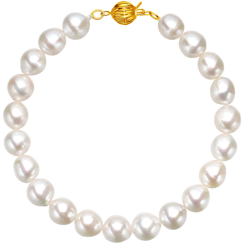 Natural Pearl Bracelet 18K Gold Lantern Clasp Elegant Freshwater Pearl Jewelry for Women